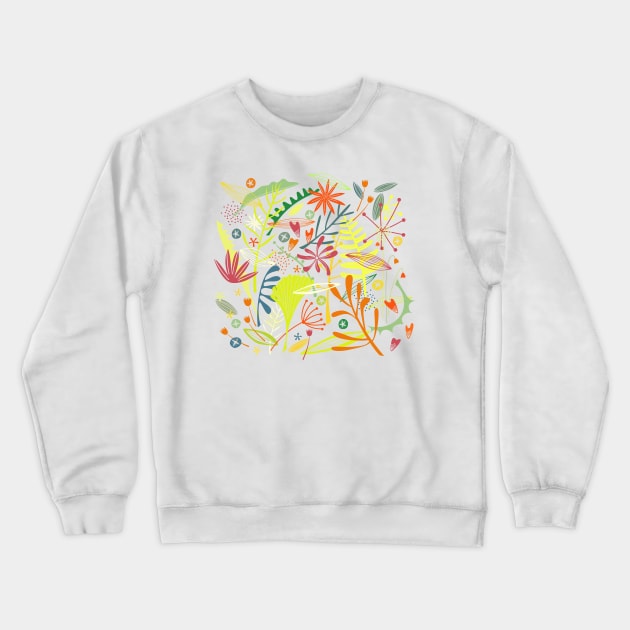 Tropical Leaves and Flowers Art Crewneck Sweatshirt by NicSquirrell